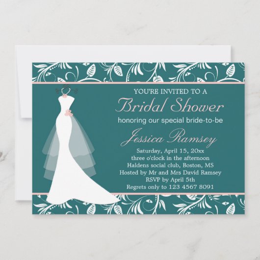 Robe de mariage blanche, invitation turquoise de (Devant)