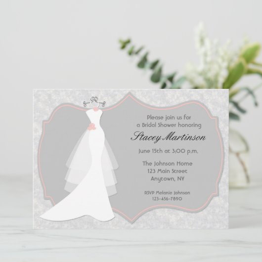 Robe de mariage, gris, invitation de douche de (Debout devant)