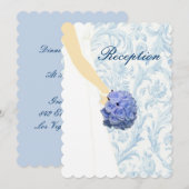 Robe de Mariée Élégante Carte de Réception Bleue (Devant / Derrière)