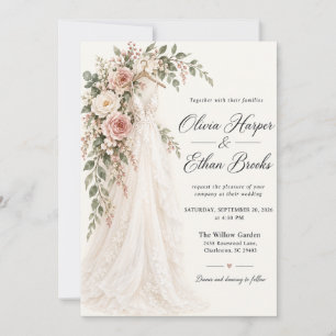 Robe de mariée en dentelle romantique Invitation f