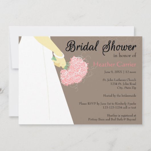 Robe de mariée et bouquet - Invitation à une soiré (Devant)