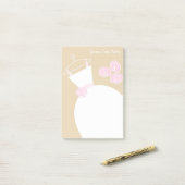 Robe de mariée Note post-it texte rose beige (Sur un bureau)