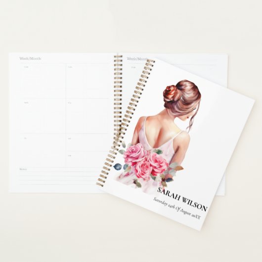 Robe de mariée rose aquarelle moderne Cadeau de do (Devant avec enveloppe)