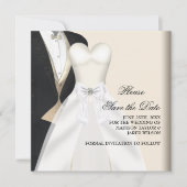 Robe de mariée smoking noir et blanc Save The Date (Devant)