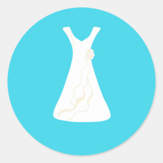 Robe de mariée sur un autocollant minimaliste bleu