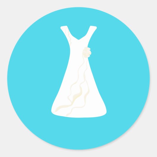 Robe de mariée sur un autocollant minimaliste bleu (Devant)
