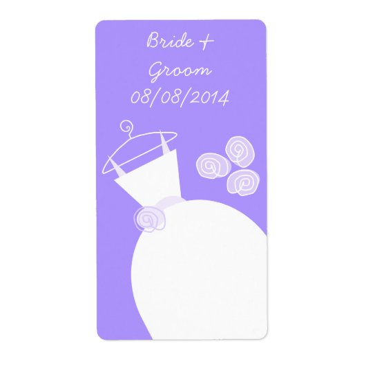 Robe de mariée violette avec étiquette 'Noms et Da (Devant)
