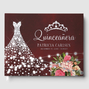 Robe de princesse diamantée argentée en feuille Qu