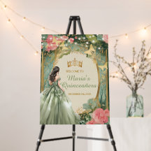 Robe de princesse vert sauge Or Forêt Mis Quince