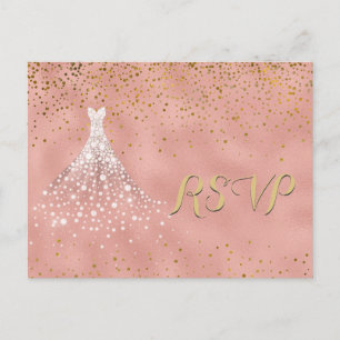 Robe Diamant Or rose Quinceanera Carte RSVP