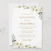 Robe d'or étincelle Floral Quinceanera Invitation (Dos)