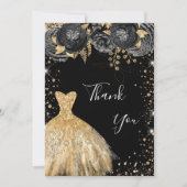 Robe d'or noir carte de remerciements d'anniversai (Devant)