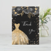 Robe d'or noir carte de remerciements d'anniversai (Debout devant)