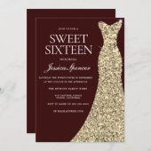 Robe dorée Bourgogne Douce 16 Invitation (Devant / Derrière)