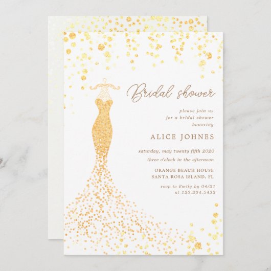 robe dorée invitation nuptiale (Devant / Derrière)