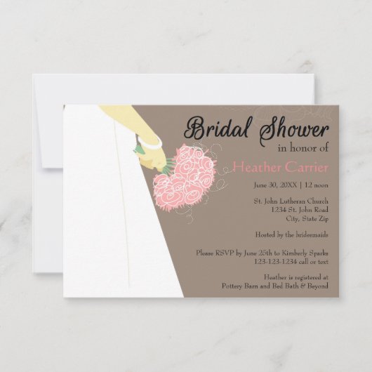 Robe et bouquet Mariage - Invitation de Fête de l' (Devant)