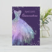 Robe étincelante Rainbow Quinceanera Invitation (Debout devant)