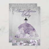 Robe fleurie d'Argent violet doux 16 Invitation (Devant / Derrière)