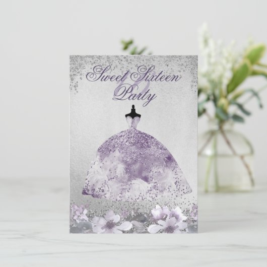 Robe fleurie d'Argent violet doux 16 Invitation (Debout devant)