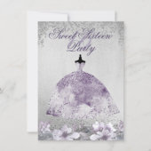 Robe fleurie d'Argent violet doux 16 Invitation (Devant)