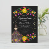 Robe florale colorée Quinceanera Invitation (Debout devant)