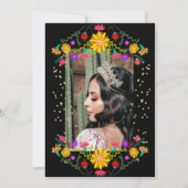 Robe florale colorée Quinceanera Invitation (Dos)