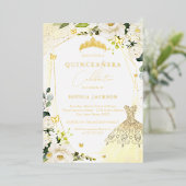 Robe Florale Dorée Invitation en Papier Aluminium  (Debout devant)