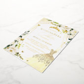 Robe Florale Dorée Invitation en Papier Aluminium  (Rotation)