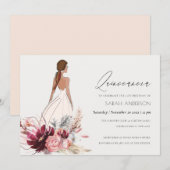 Robe florale Pampas Grass Quinceanera Invitation (Devant / Derrière)