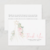 Robe florale rose à feuillage aquarelle Merci (Devant / Derrière)