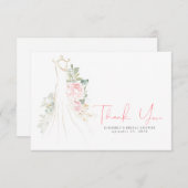 Robe florale rose à la verdure aquarelle Merci (Devant / Derrière)