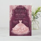 Robe florale rose pâle Quinceanera Invitation (Debout devant)