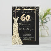 Robe Gold Sequins Noir 60e anniversaire Invitation (Debout devant)