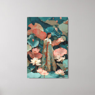 Robe Hanbok sarcelle mystique et toile géante de l