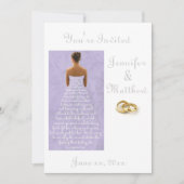 Robe mariage anneaux or mariage violet invitation (Devant)