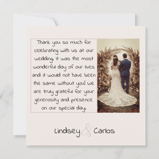 Robe Mariage carte de remerciements Collection Sil (Dos)