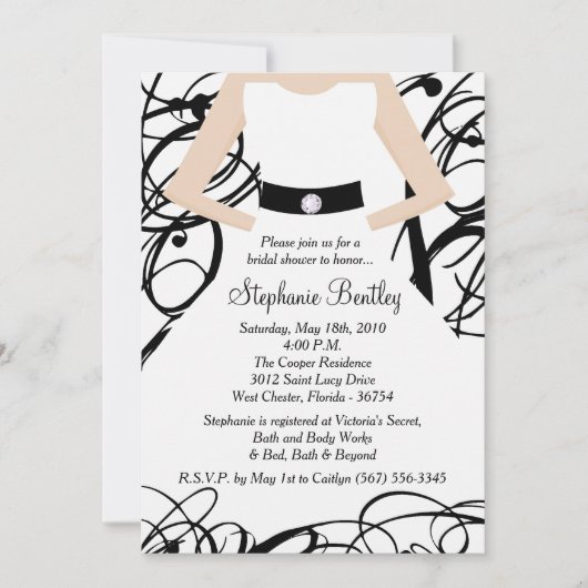 Robe Mariage noire Invitation de douche nuptiale (Devant)