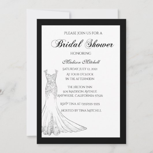 Robe Mariage noire Invitation de douche nuptiale (Devant)