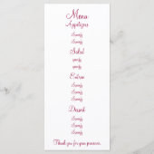 Robe Mariage princesse, cartes menu d'automne (Dos)
