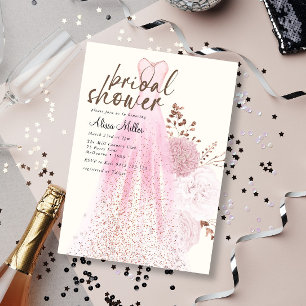 Robe Mariage rose moderne Invitation de douche nup