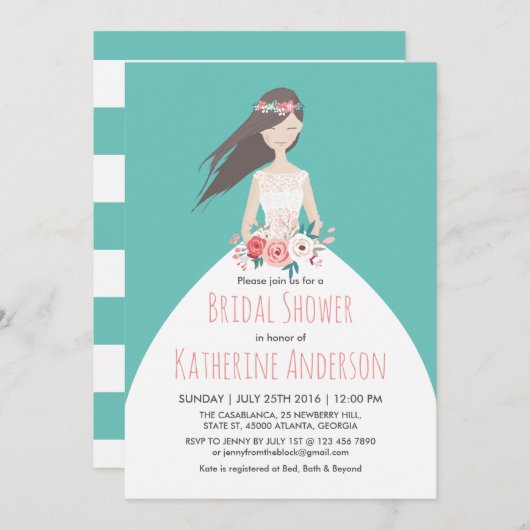 Robe Mariage turquoise Invitation de douche nuptia (Devant / Derrière)