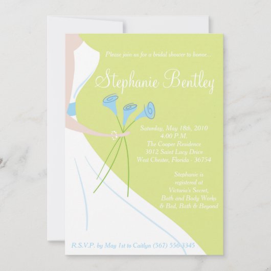 Robe Mariage verte Invitation de douche nuptiale (Devant)