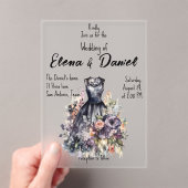 Robe noire aquarelle mariage Acrylique Invitation (In situ (ordinateur de poche))