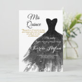 Robe noire invitation Quinceañera (Debout devant)