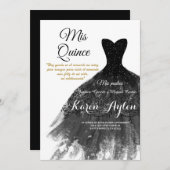 Robe noire invitation Quinceañera (Devant / Derrière)