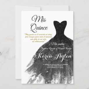 Robe noire invitation Quinceañera