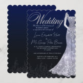 Robe nuptiale faire-part de mariage bleu diamant (Devant / Derrière)