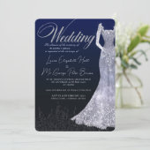 Robe nuptiale faire-part de mariage bleu diamant (Debout devant)