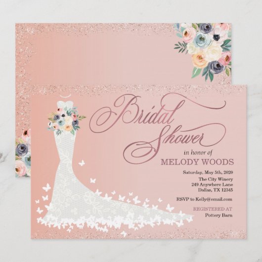 Robe nuptiale Invitation de douche nuptiale (Devant / Derrière)