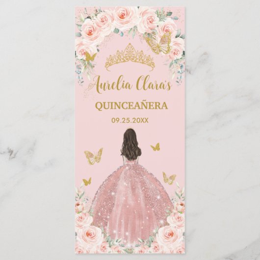 Robe or Rose rose pâle Quinceañera Menu (Dos)